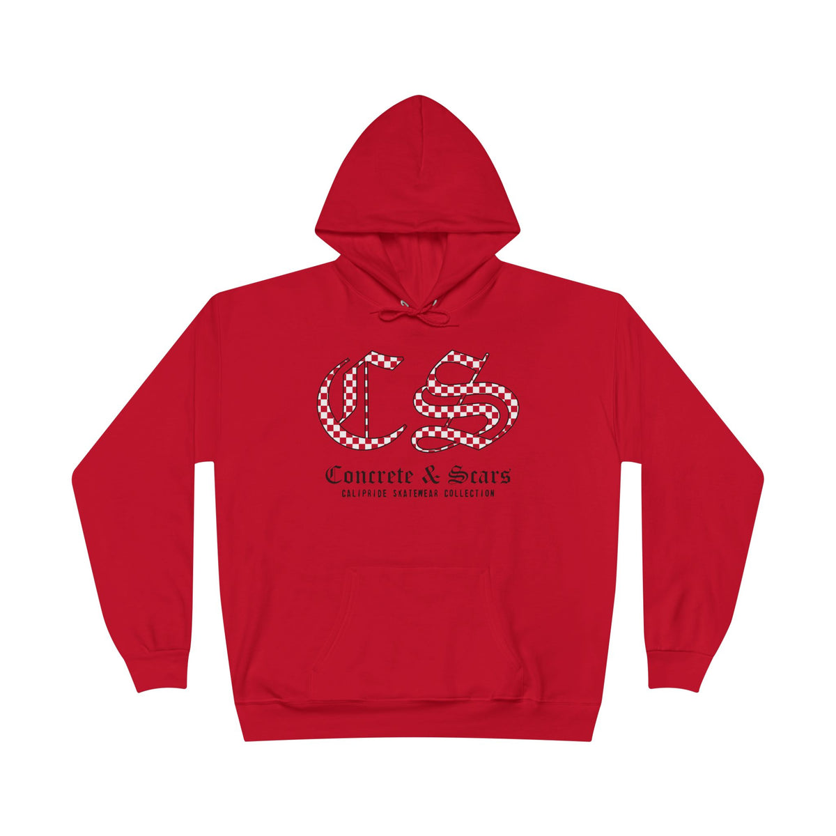 Concrete & Scars Collection - Checkered Old English, Graphic Hoodie — CaliPride Clothing