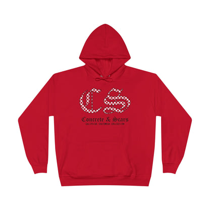Concrete & Scars Collection - Checkered Old English, Graphic Hoodie — CaliPride Clothing