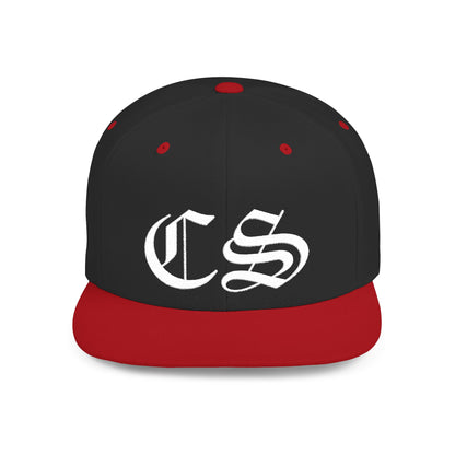 Concrete & Scars Skatewear Collection - CS Old English Embroidered, white logo, Hat | Flat Bill Snapback - CaliPride Clothing