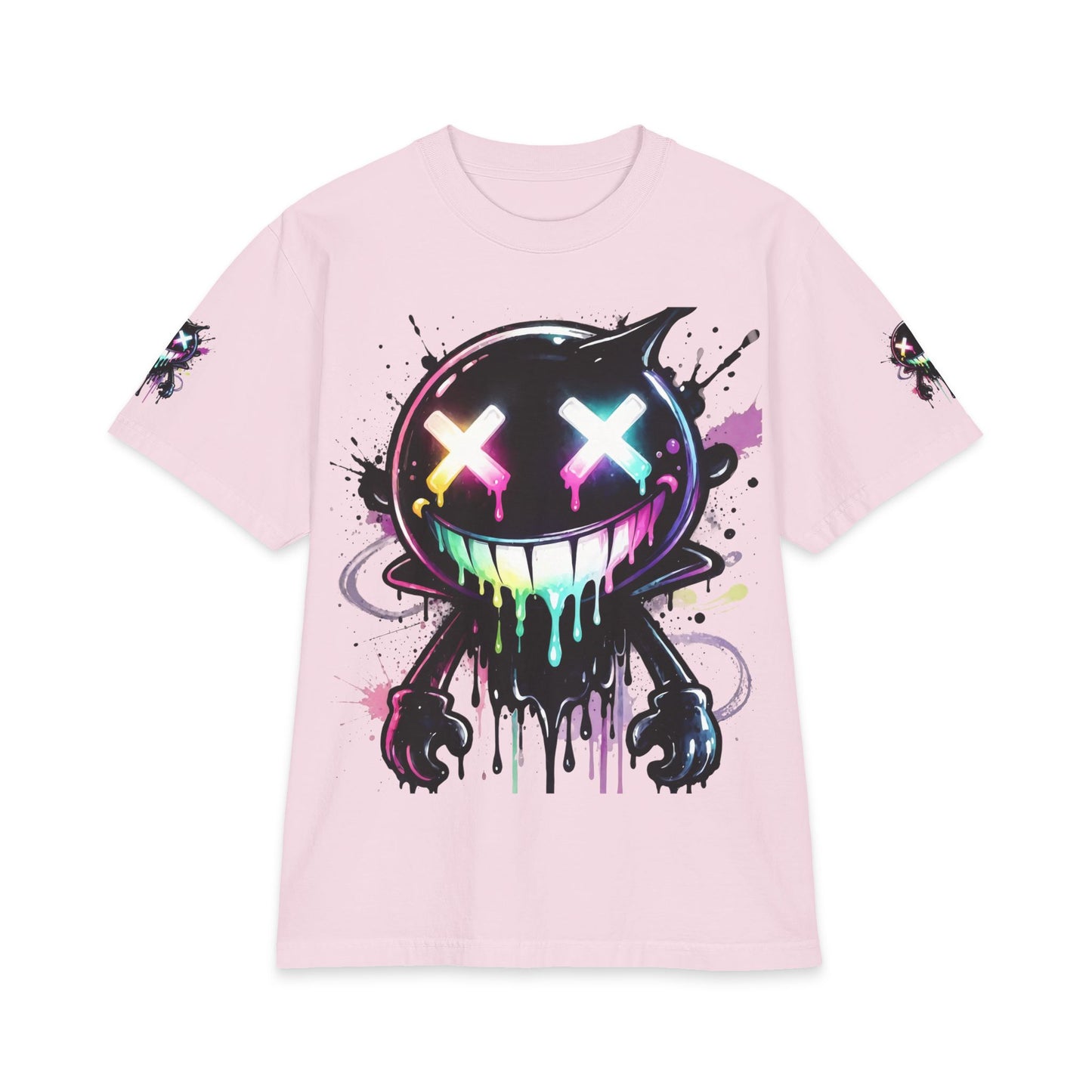 Urban Underground Collection - Neon Drip Smiley, Graphic 4-way T Shirt - CaliPride Clothing