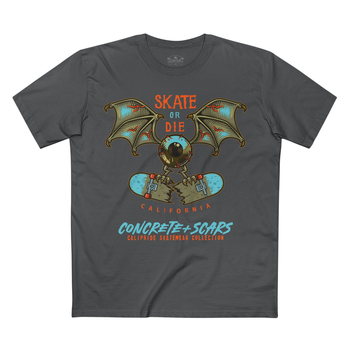 Concrete & Scars Collection - Skate or Die Crazy Eye, Graphic T-Shirt — CaliPride Clothing