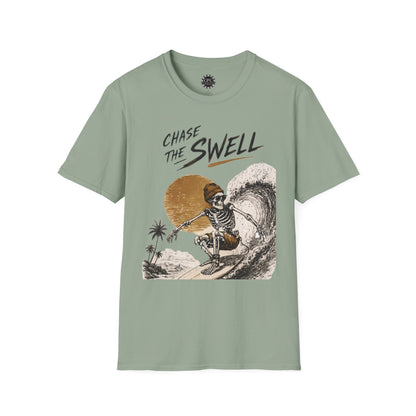 Skate & Surf Collection - "Chase the Swell", Vintage Skeleton Graphic T-Shirt — CaliPride Clothing