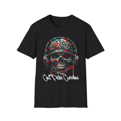Graffiti Skull with Headphones Graphic T-Shirt - CaliPride Clothing