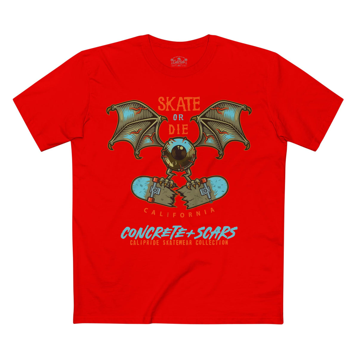 Concrete & Scars Collection - Skate or Die Crazy Eye, Graphic T-Shirt — CaliPride Clothing