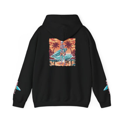 Surf & Beach Collection - Skeleton Sunset Surfer, Graphic Hoodie - CaliPride Clothing