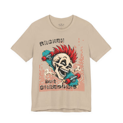 Skate & Surf Collection - Broken but Shredding, Vintage Skeleton Graphic T-Shirt — CaliPride Clothing