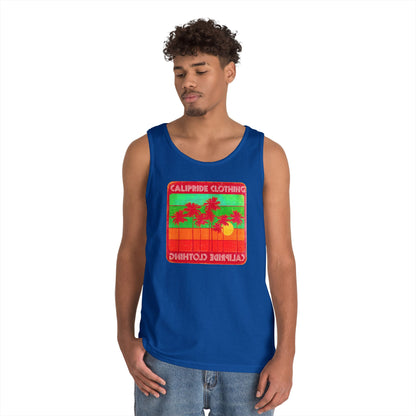Retro Sun and Palms Silhouette Graphic Tank Top