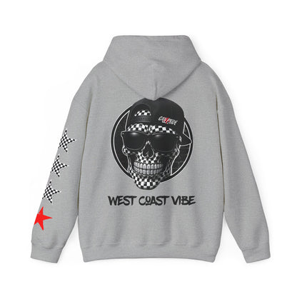 'West Coast Vibe', Checkered Sugar Skull & Stars Hoodie - CaliPride Clothing