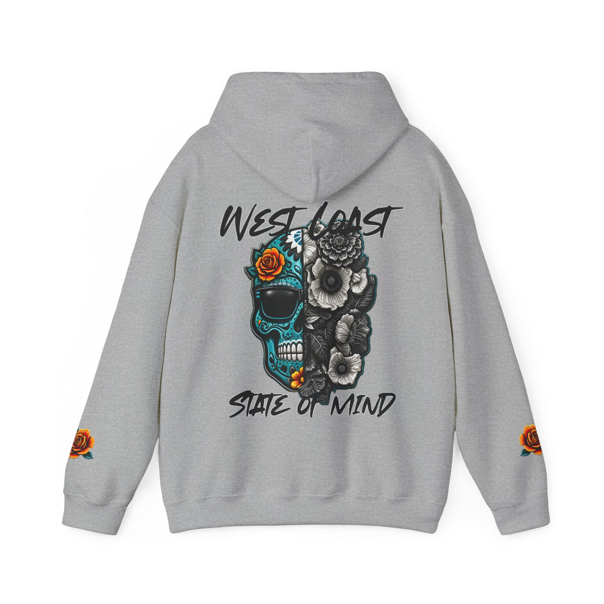 Urban Underground Collection | West Coast State of Mind - Floral & Turquoise Sugar Skull Hoodie | CaliPride Clothing