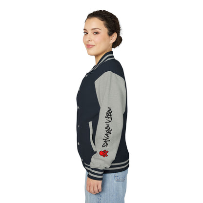 Urban Underground Collection - Savage Vibe, Bone Drop Graphic Letterman Jacket | CaliPride Clothing