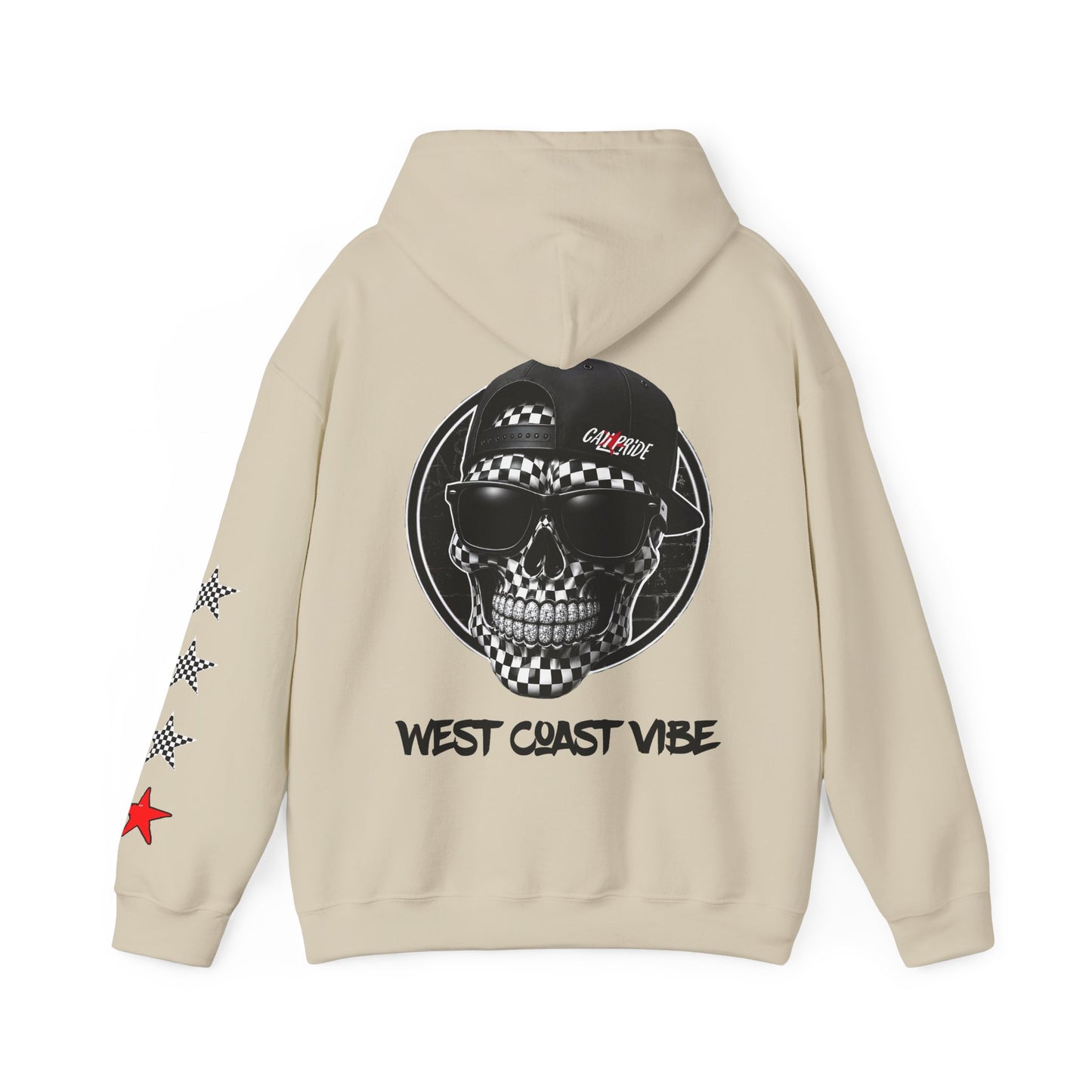 Urban Underground Collection | West Coast Vibe series - Checkered Sugar Skull & Stars Hoodie - CaliPride Clothing