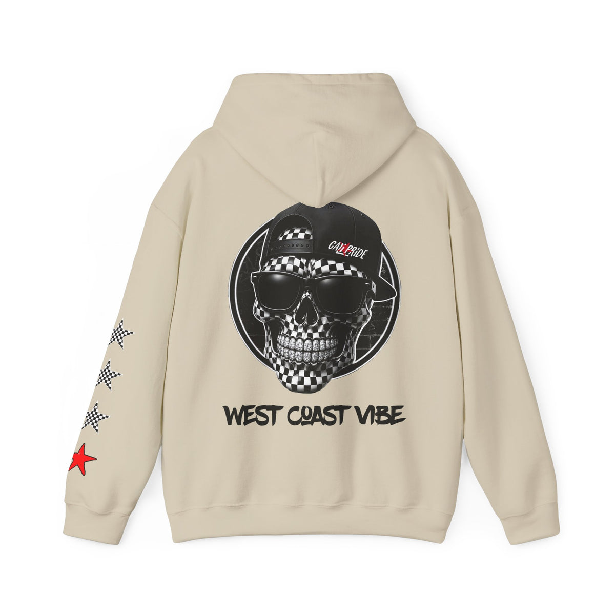 Urban Underground Collection | West Coast Vibe series - Checkered Sugar Skull & Stars Hoodie - CaliPride Clothing