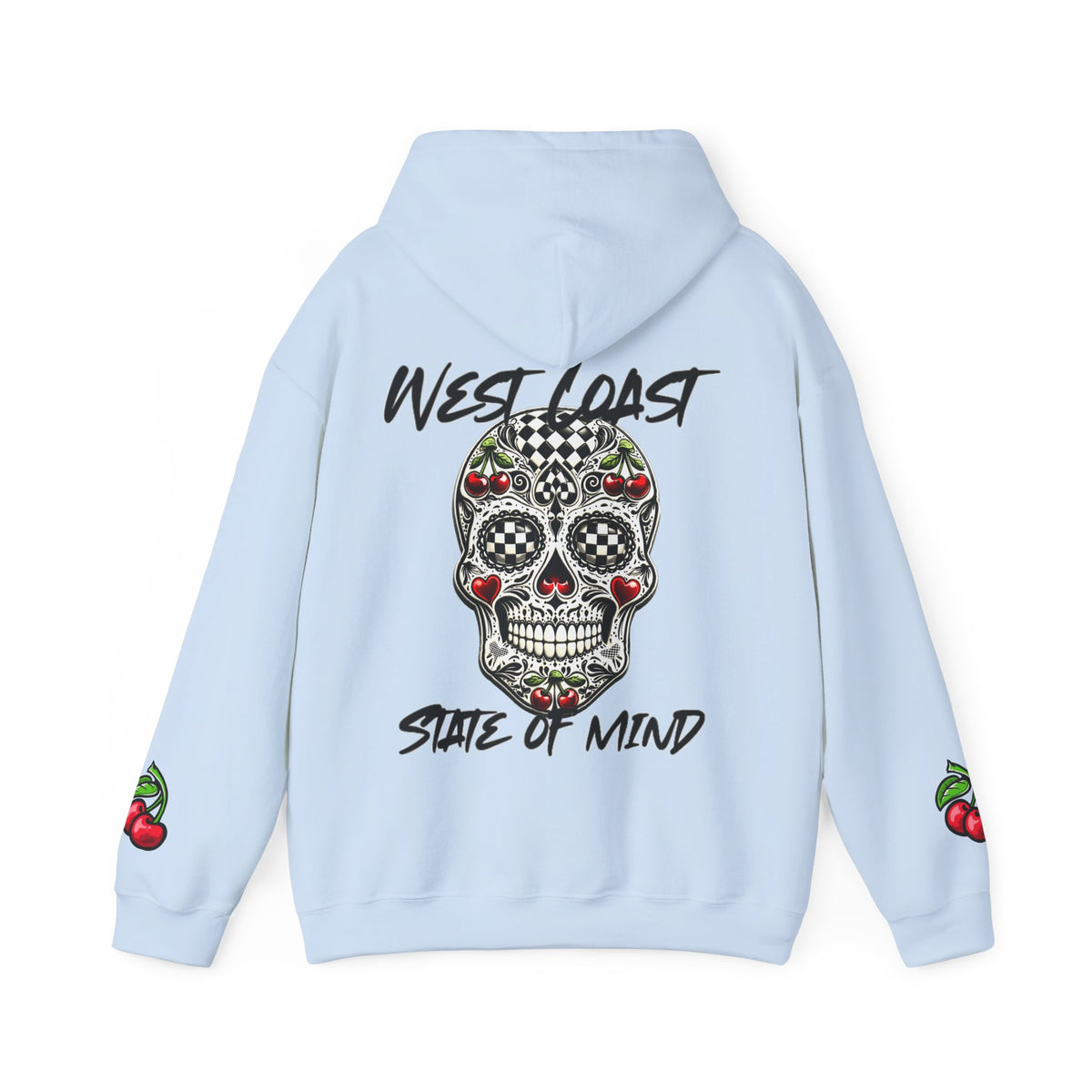 Urban Underground Collection - West Coast State of Mind, Checkers & Cherries Sugar Skull Hoodie - CaliPride Clothing