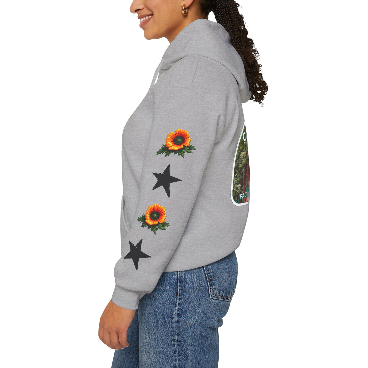 Surf & Beach Collection - Pacific Coast Highway & California Poppies, Graphic Hoodie | CaliPride Clothing