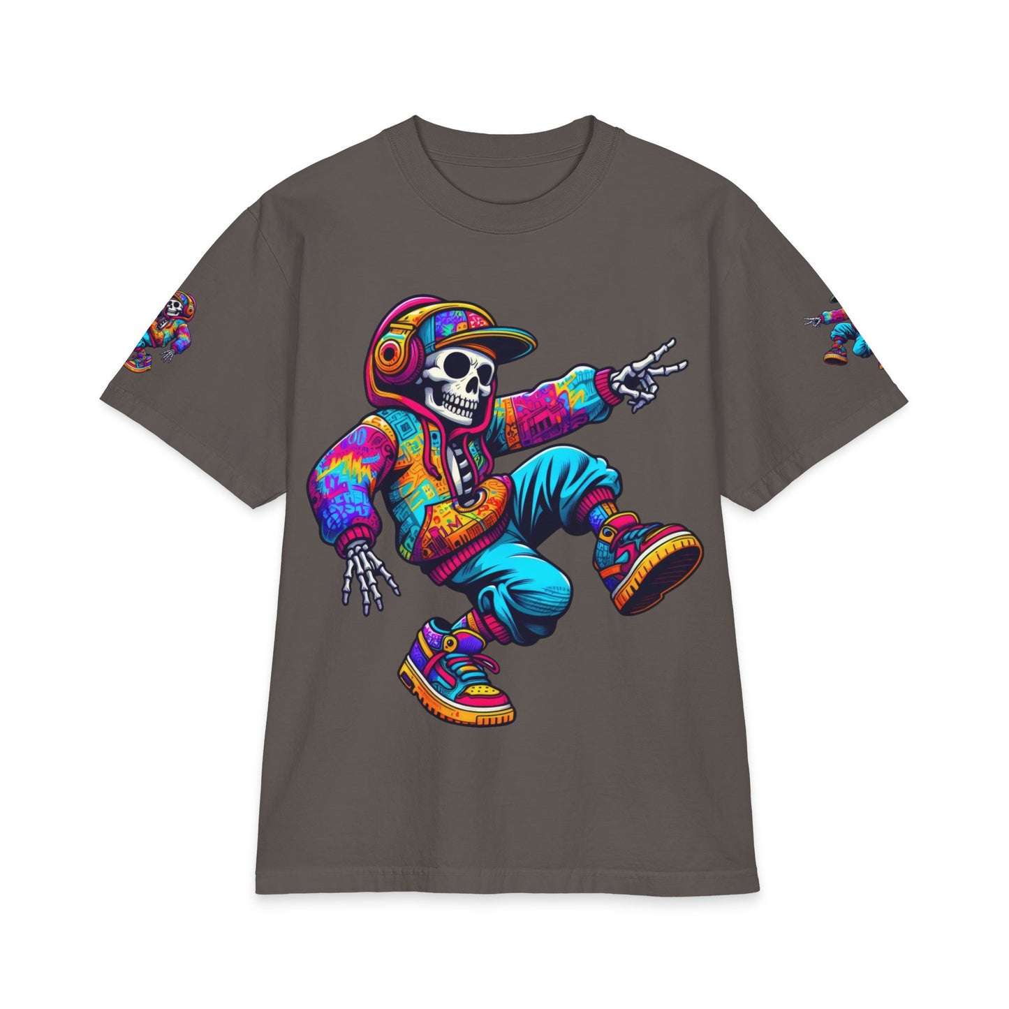 Urban Underground Collection - Neon Drip, Skeleton Jam, Graphic 4-way T Shirt - CaliPride Clothing