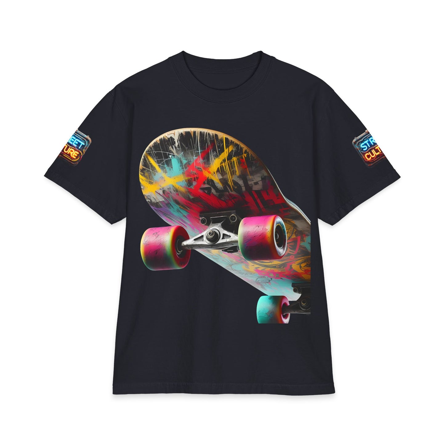 Urban Underground Collection - Neon Drip, Skateboard, Graphic 4-way T Shirt - CaliPride Clothing