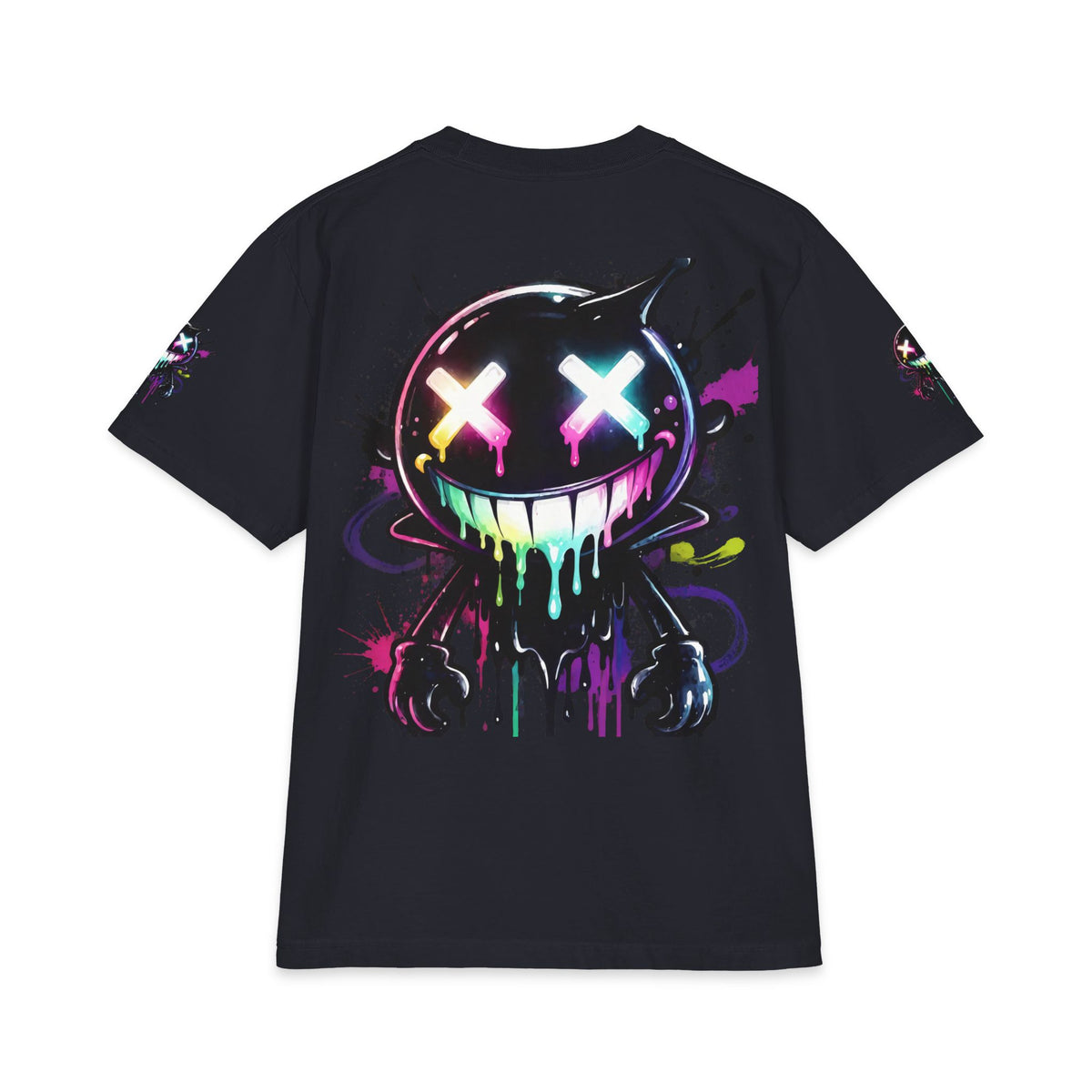 Urban Underground Collection - Neon Drip Smiley, Graphic 4-way T Shirt - CaliPride Clothing