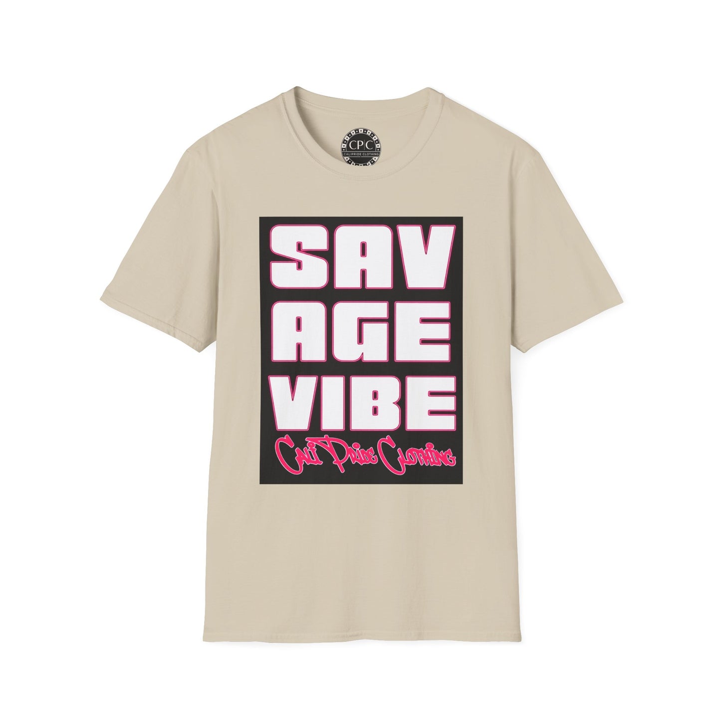 "Savage Vibe Graffiti Block" Series, Neon Pink outlined logo w black — CaliPride Clothing