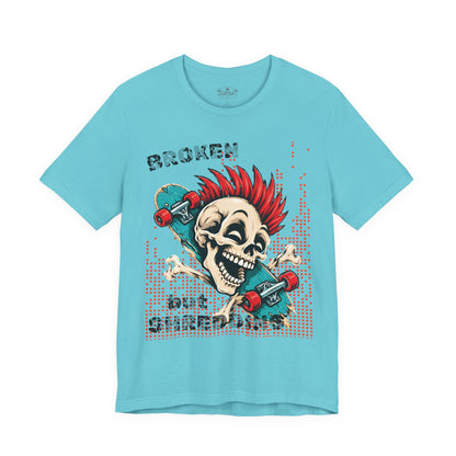 Skate & Surf Collection - Broken but Shredding, Vintage Skeleton Graphic T-Shirt — CaliPride Clothing