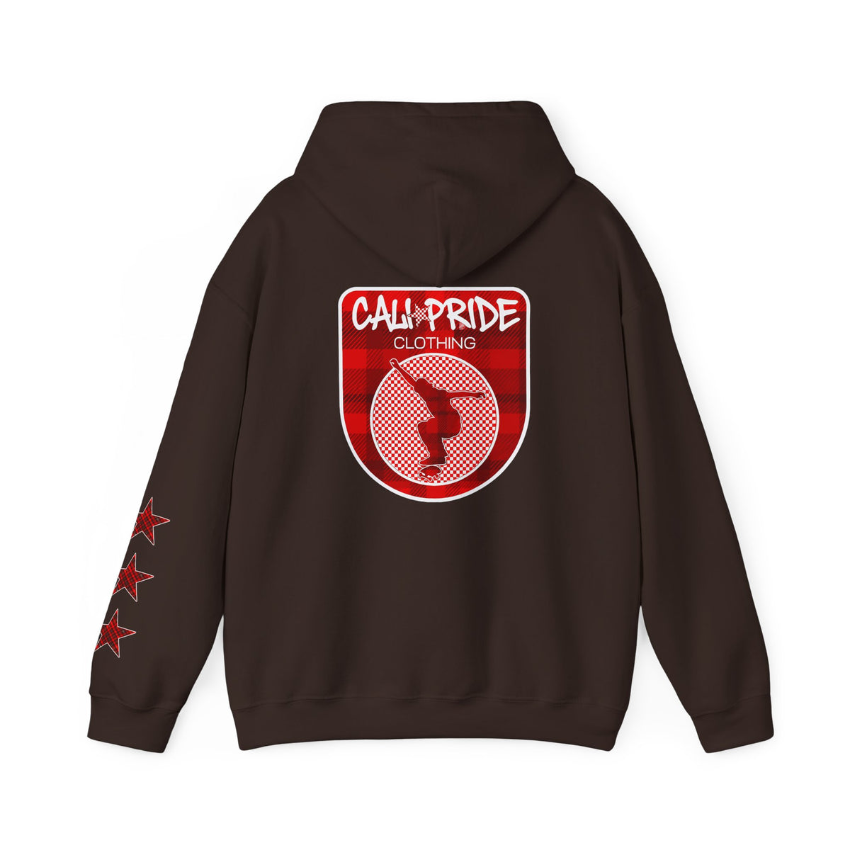 Skate & Surf Collection - CALI | CULTURE, Red Plaid Emblan w Stars Hoodie - CaliPride Clothing