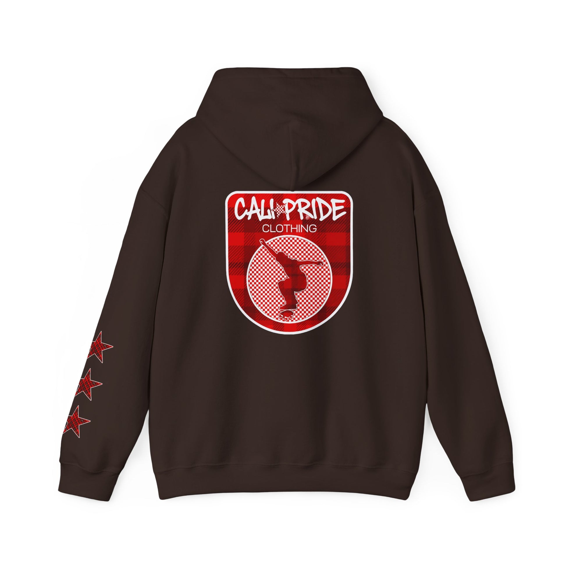 Skate & Surf Collection - CALI | CULTURE, Red Plaid Emblan w Stars Hoodie - CaliPride Clothing