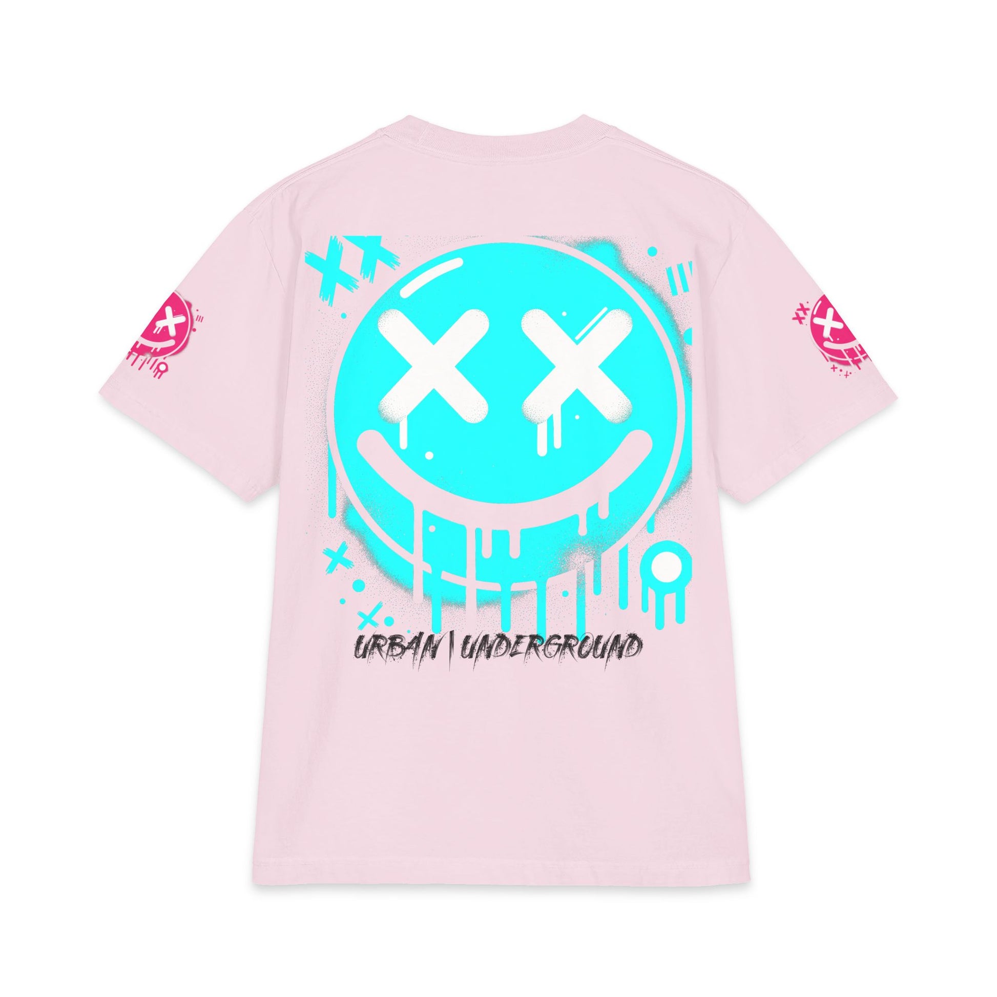 Urban Underground Collection - Neon Drip, X'd Out Smiley, Graphic 4-way T Shirt - CaliPride Clothing