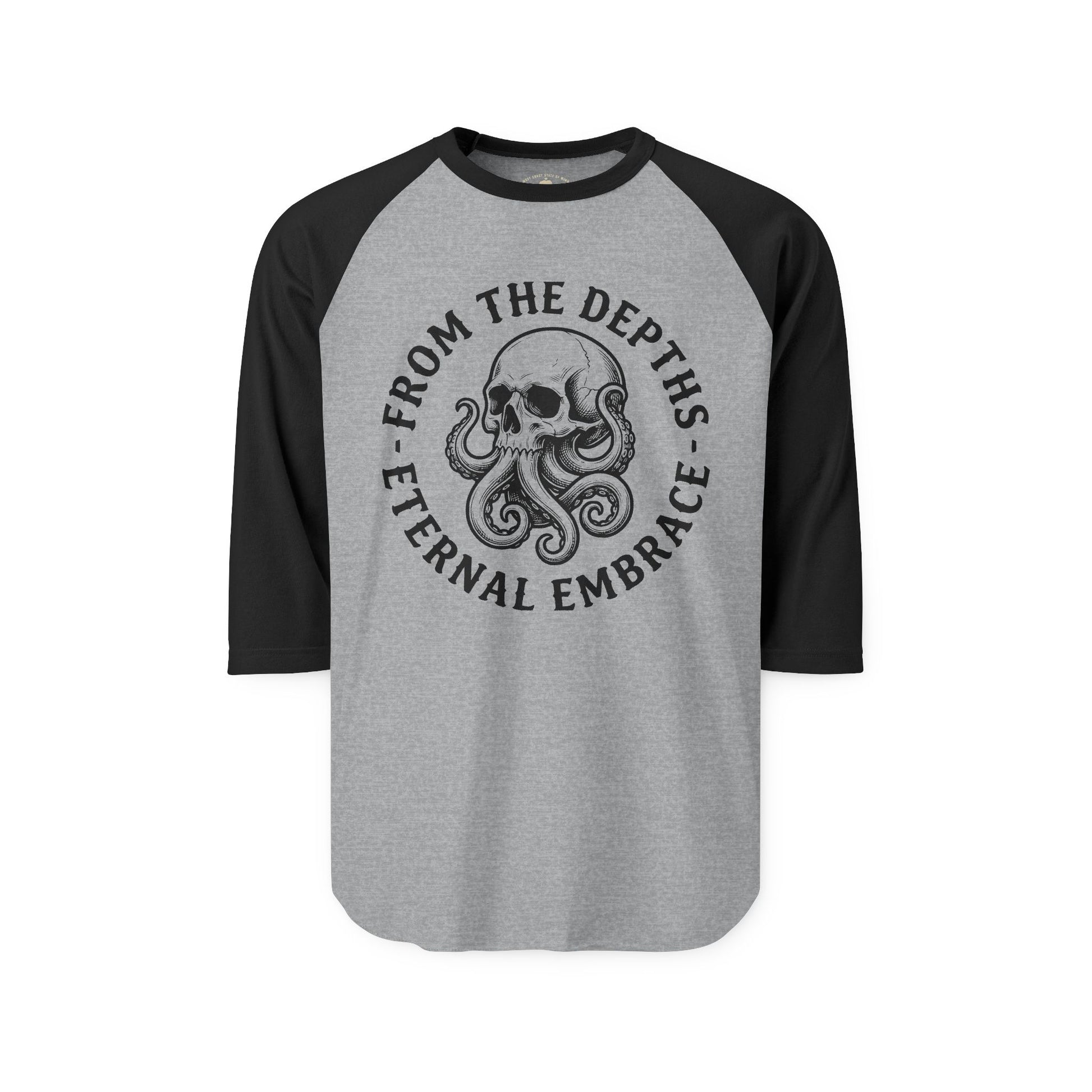 Pacific Works Collection - Raglan, From the Depths, Vintage Skeleton Graphic Raglan Tee — CaliPride Clothing