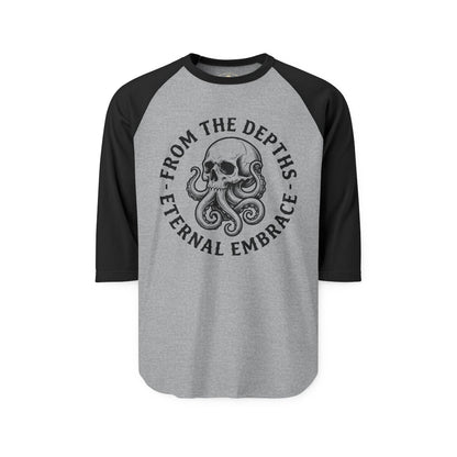 Pacific Works Collection - Raglan, From the Depths, Vintage Skeleton Graphic Raglan Tee — CaliPride Clothing