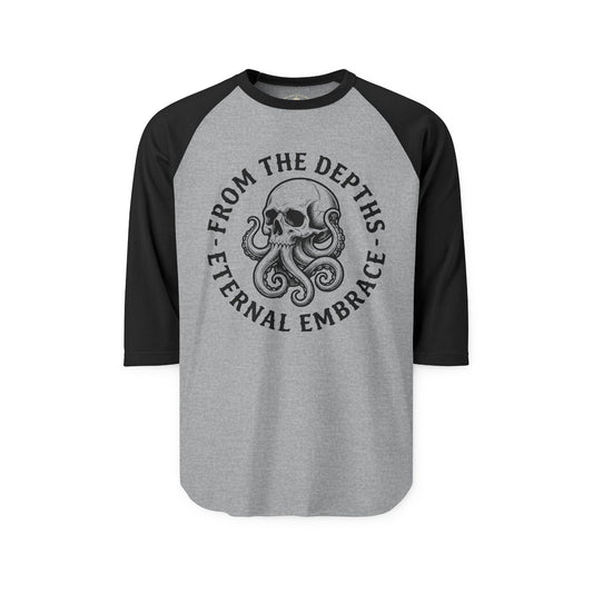 Pacific Works Collection - Raglan, From the Depths, Vintage Skeleton Graphic Raglan Tee — CaliPride Clothing
