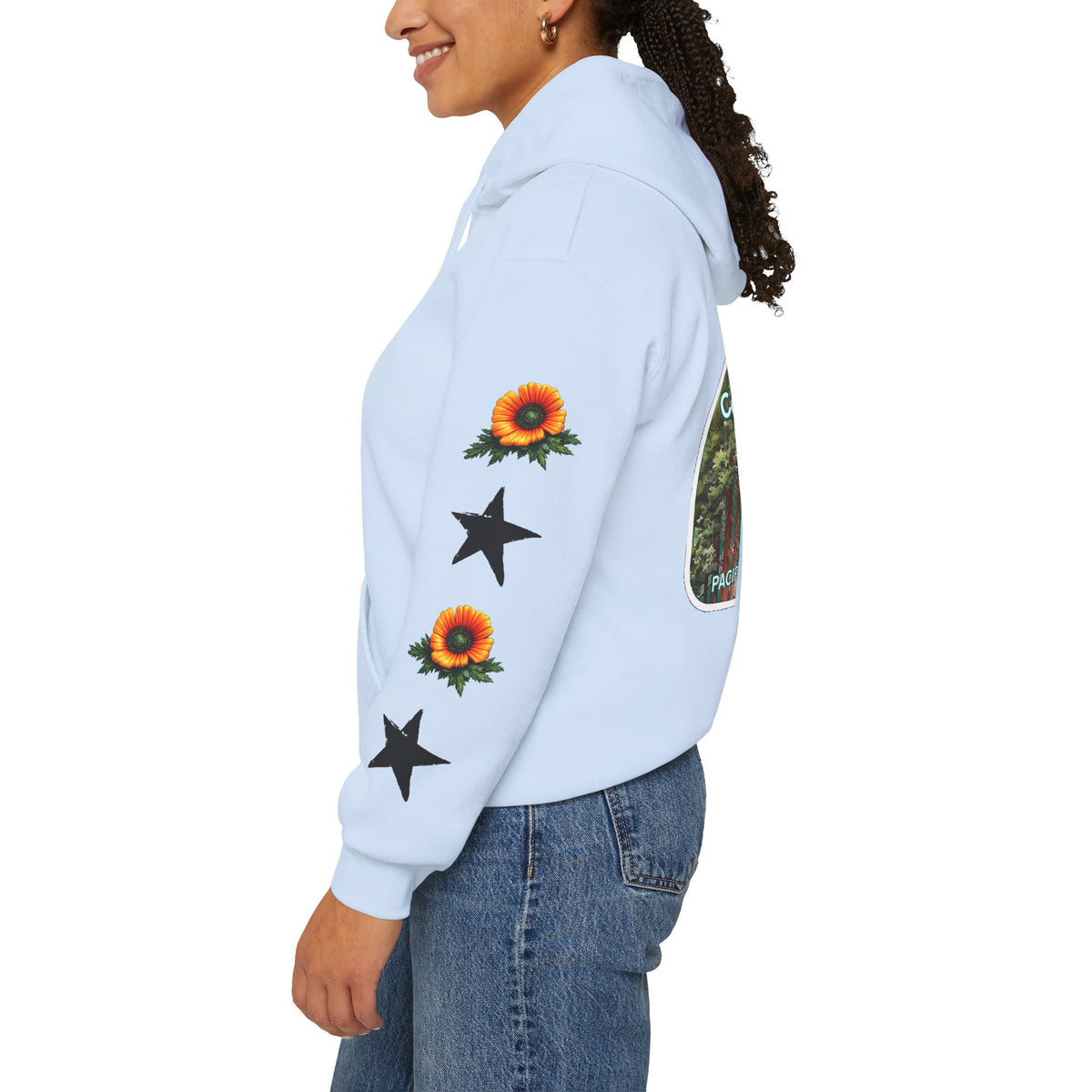 Surf & Beach Collection - Pacific Coast Highway & California Poppies, Graphic Hoodie | CaliPride Clothing