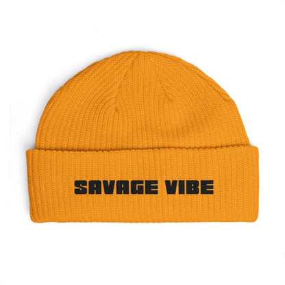Urban Underground Collection - Savage Vibe, Cuff Beanie, Embroidered Streetwear Knit Hat - CaliPride Clothing