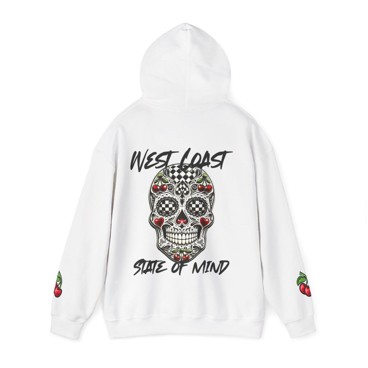 Urban Underground Collection - West Coast State of Mind, Checkers & Cherries Sugar Skull Hoodie - CaliPride Clothing