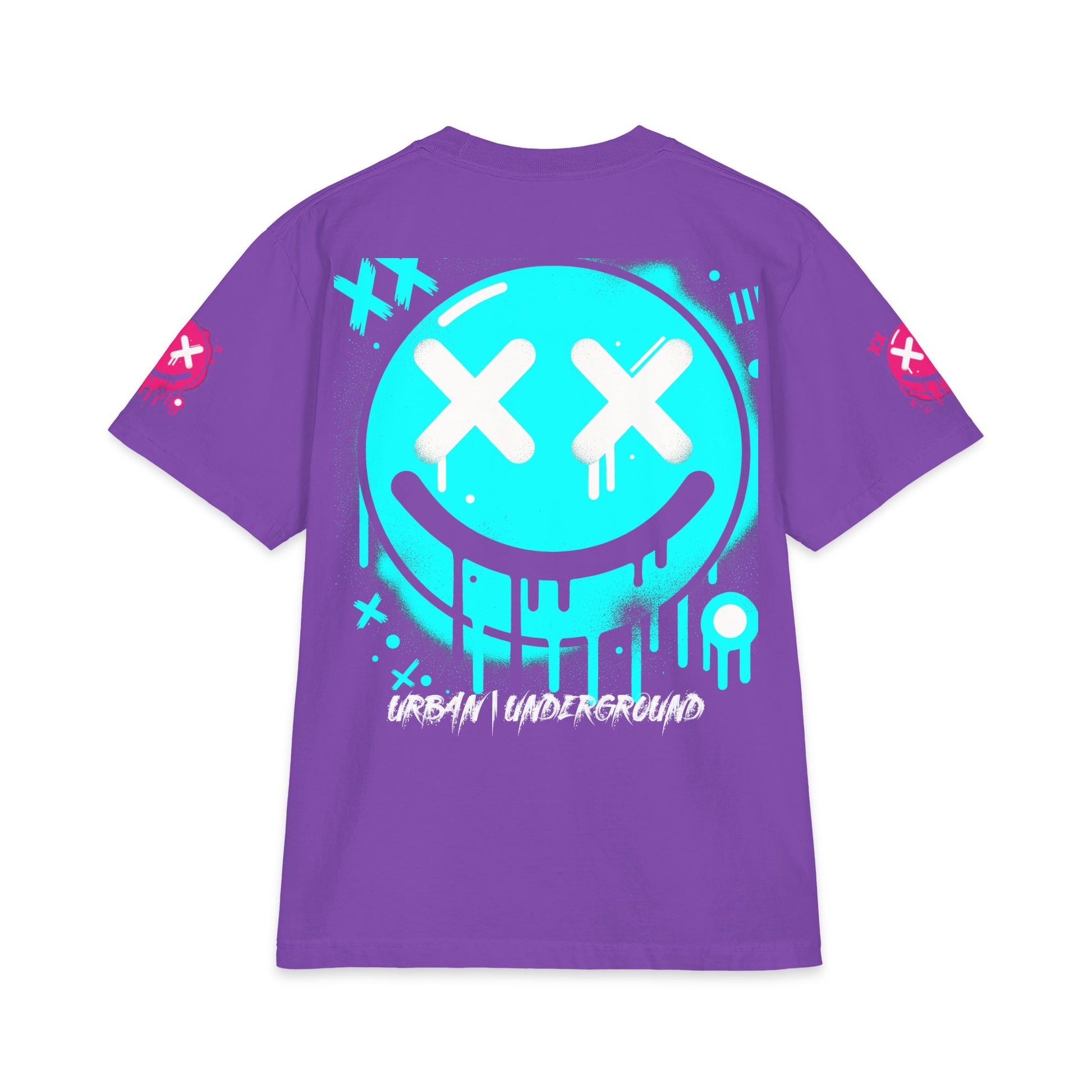 Urban Underground Collection - Neon Drip, X'd Out Smiley, Graphic 4-way T Shirt - CaliPride Clothing