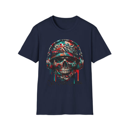 Graffiti Skull with Headphones Graphic T-Shirt - CaliPride Clothing