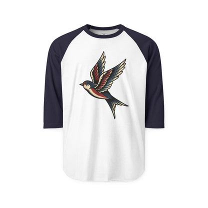 Pacific Works Collection - Raglan, Vintage Flying Swallow Graphic Raglan Tee — CaliPride Clothing