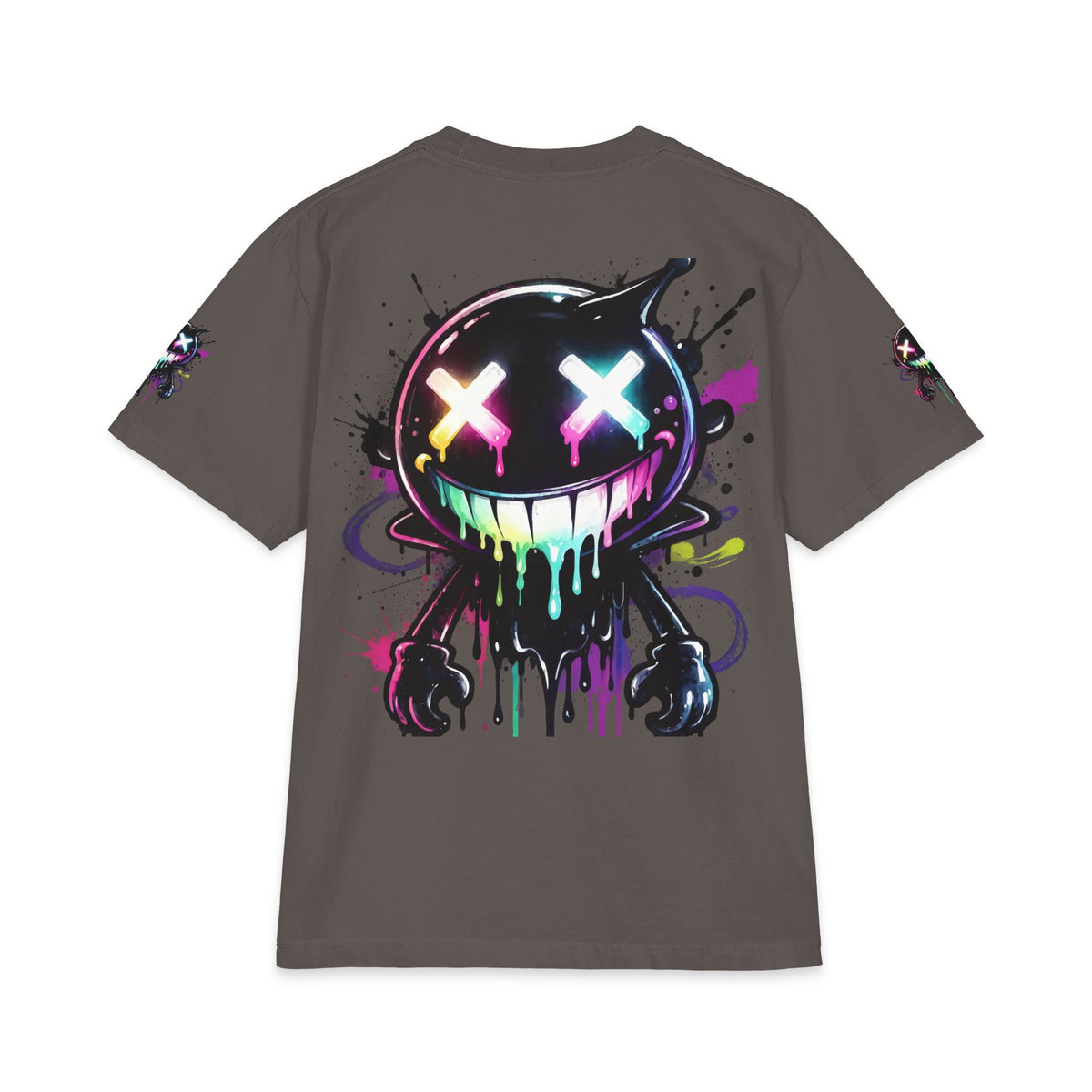 Urban Underground Collection - Neon Drip Smiley, Graphic 4-way T Shirt - CaliPride Clothing