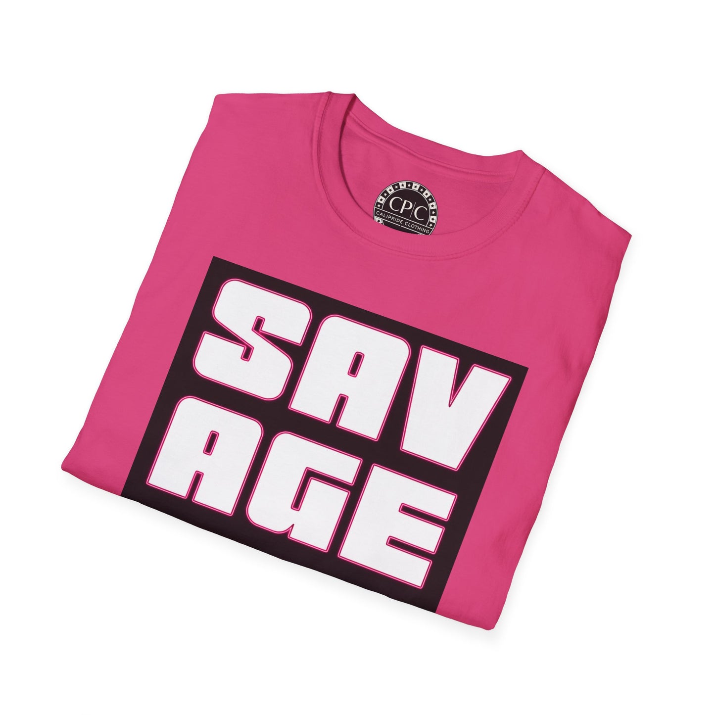 "Savage Vibe Graffiti Block" Series, Neon Pink outlined logo w black — CaliPride Clothing