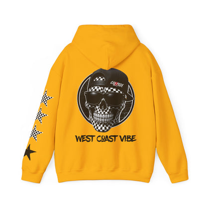 'West Coast Vibe', Checkered Sugar Skull & Stars Hoodie - CaliPride Clothing