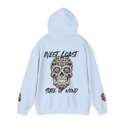 Urban Underground Collection - West Coast State of Mind, Checkers & Cherries Sugar Skull Hoodie - CaliPride Clothing