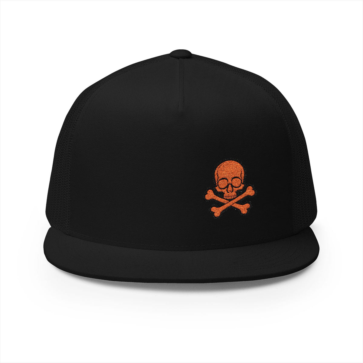 Urban Underground Collection - Red Skull & Crossbones, Flat bill Trucker snapback, five panel, embroidered - CaliPride Clothing