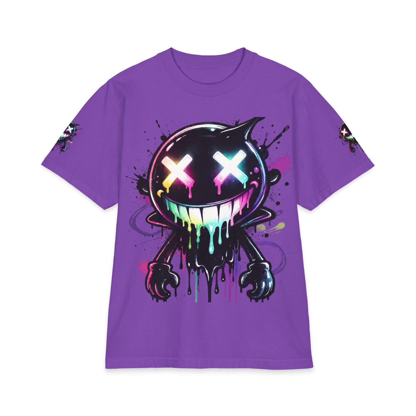 Urban Underground Collection - Neon Drip Smiley, Graphic 4-way T Shirt - CaliPride Clothing