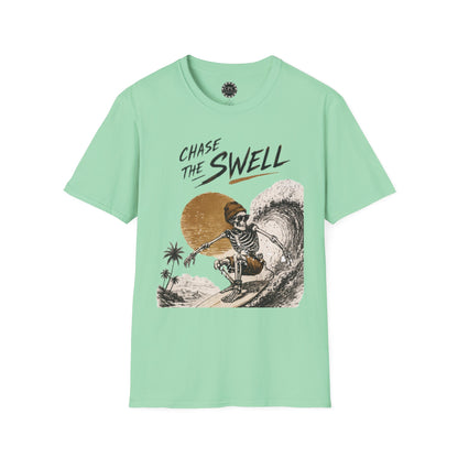 Skate & Surf Collection - "Chase the Swell", Vintage Skeleton Graphic T-Shirt — CaliPride Clothing