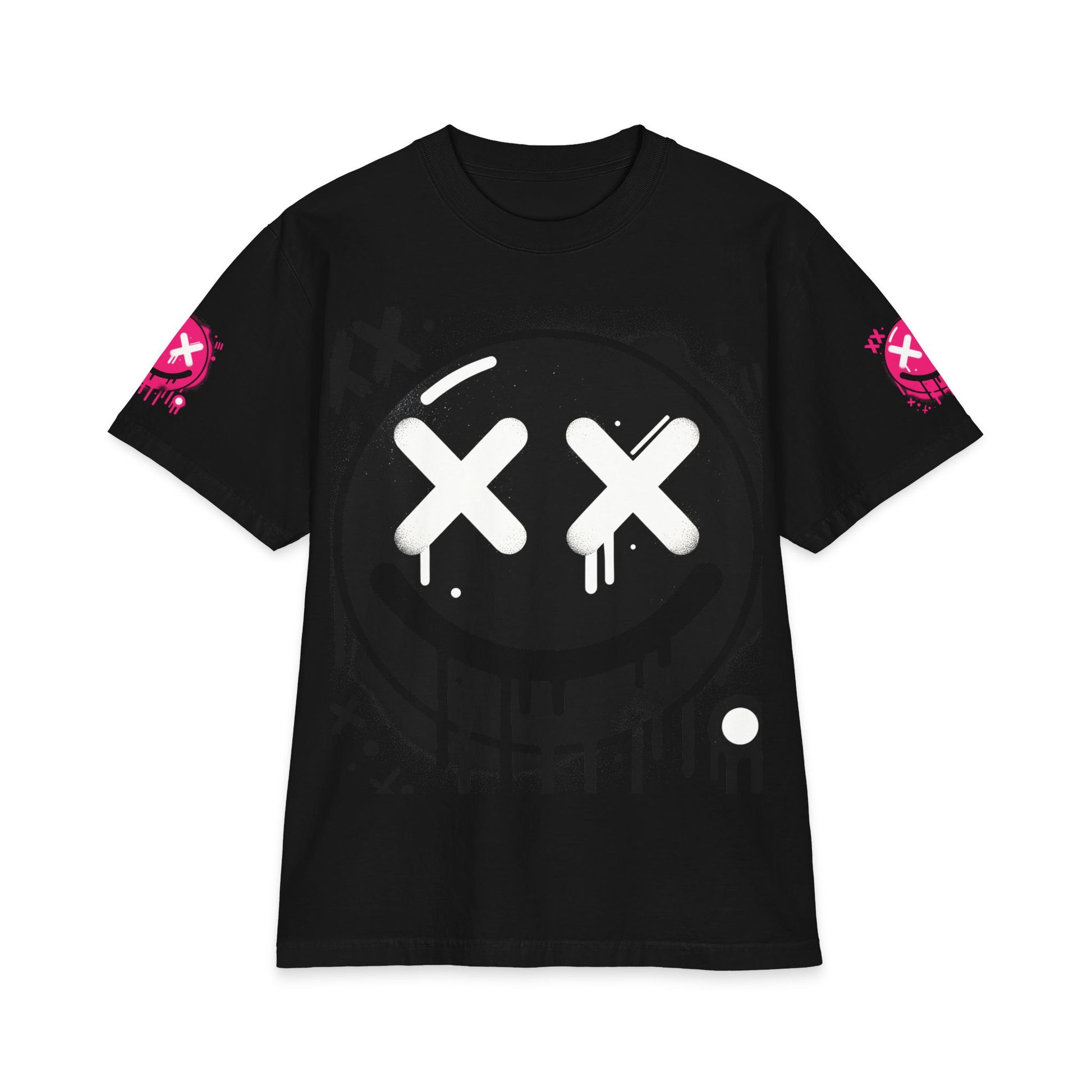 Urban Underground Collection - Neon Drip, X'd Out Smiley, Graphic 4-way T Shirt - CaliPride Clothing