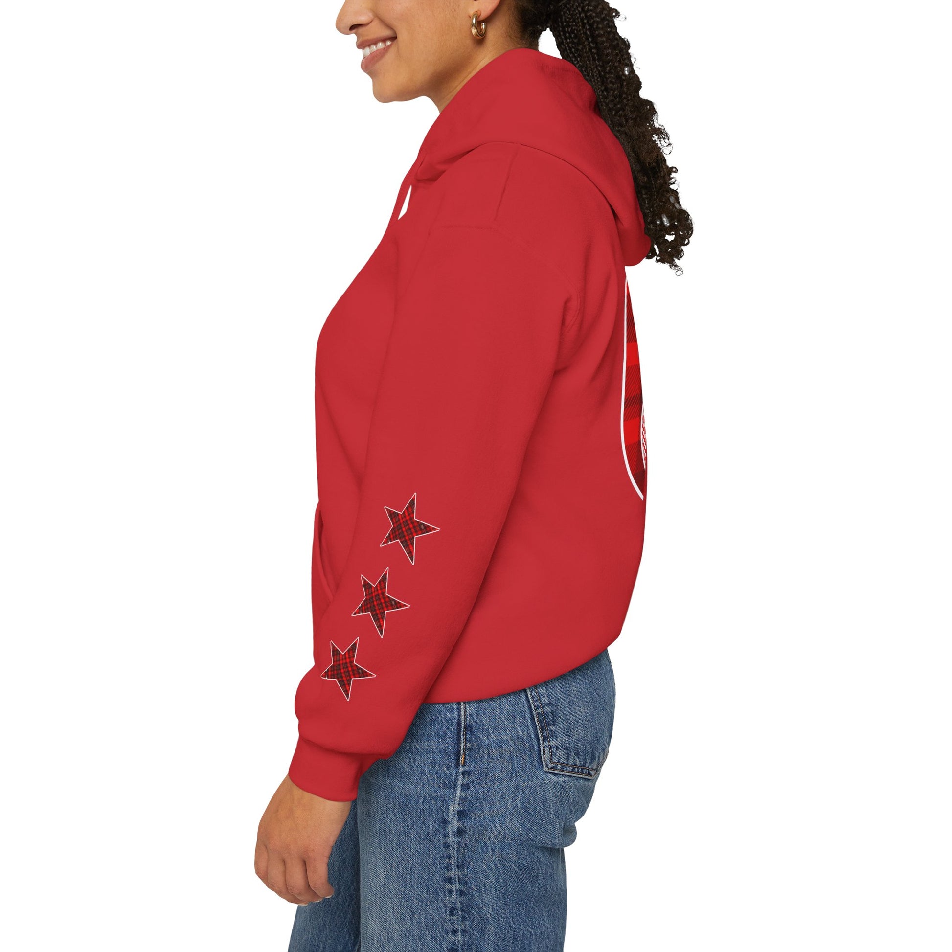 Skate & Surf Collection - CALI | CULTURE, Red Plaid Emblan w Stars Hoodie - CaliPride Clothing