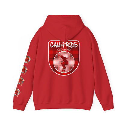 Skater Silhouette Sweatshirt, Red Plaid w Stars | CaliPride Clothing