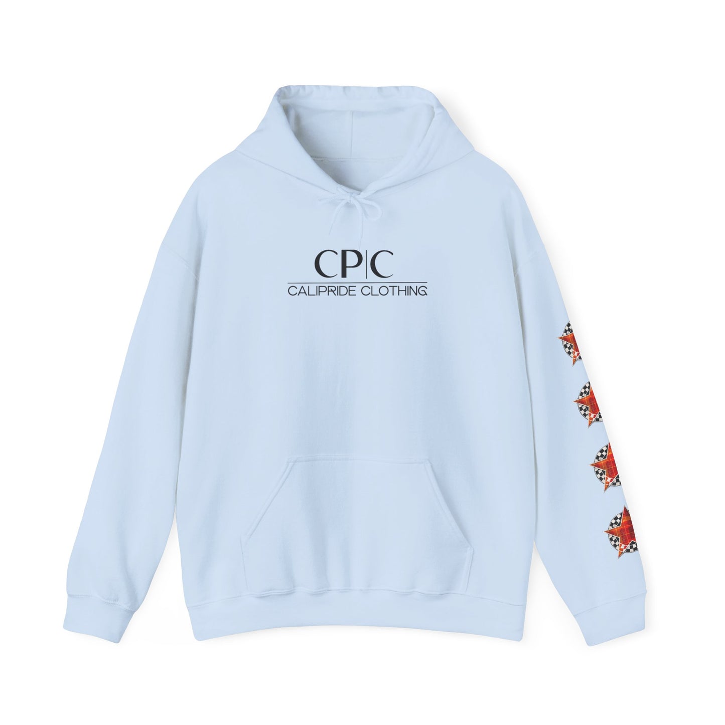 Skater Silhouette Sweatshirt, Red Plaid w Stars | CaliPride Clothing