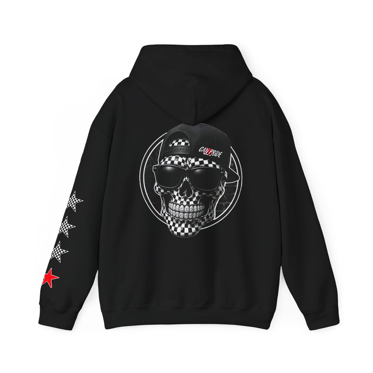 Urban Underground Collection | West Coast Vibe series - Checkered Sugar Skull & Stars Hoodie - CaliPride Clothing