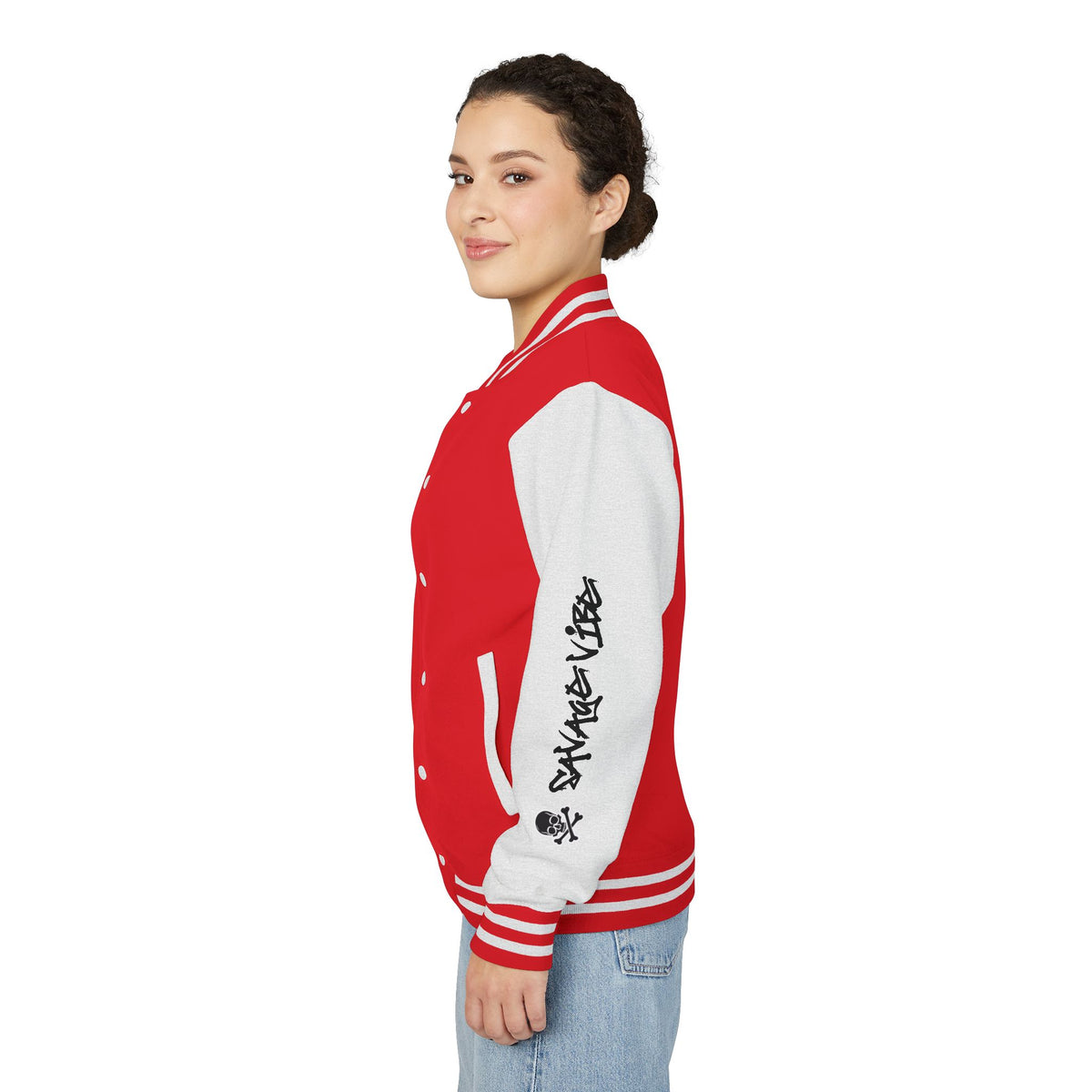Urban Underground Collection - Savage Vibe, Bone Drop Graphic Letterman Jacket | CaliPride Clothing