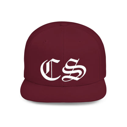 Concrete & Scars Skatewear Collection - CS Old English Embroidered, white logo, Hat | Flat Bill Snapback - CaliPride Clothing