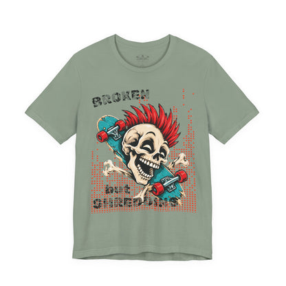 Skate & Surf Collection - Broken but Shredding, Vintage Skeleton Graphic T-Shirt — CaliPride Clothing